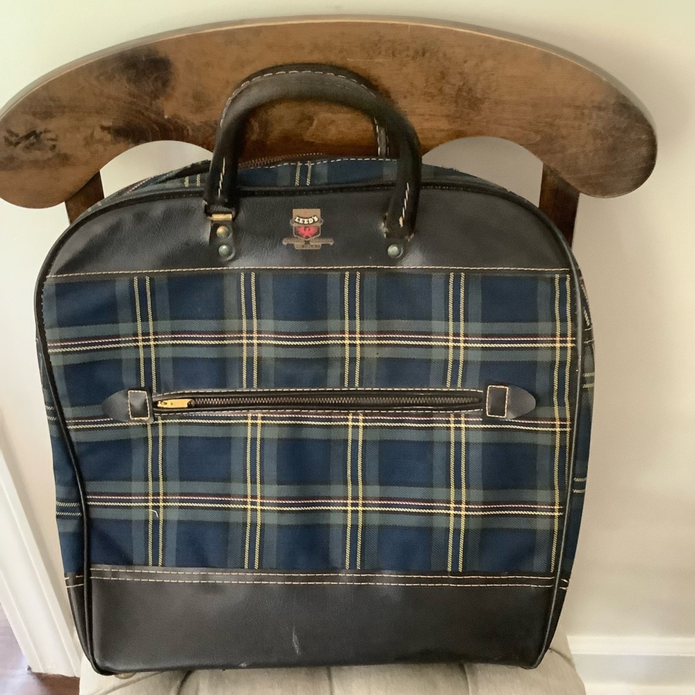 Leeds Vintage Plaid Preppy Bowling Bag with Zippers